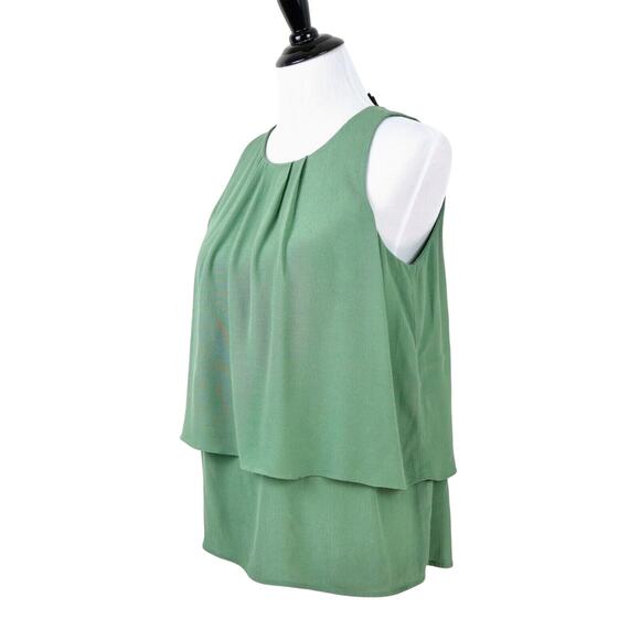 J Crew Size 6 Tiered Viscose Crepe Blouse Layered Fern Green - Picture 1 of 10